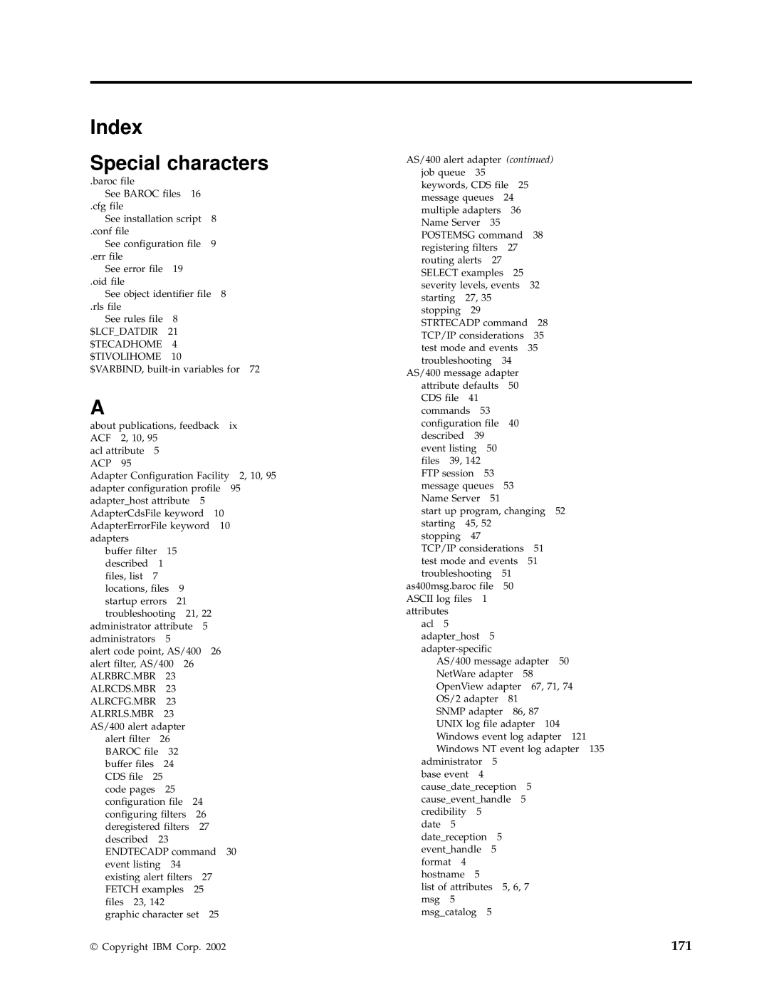 IBM Enterprise Console manual Index Special characters, Acp 