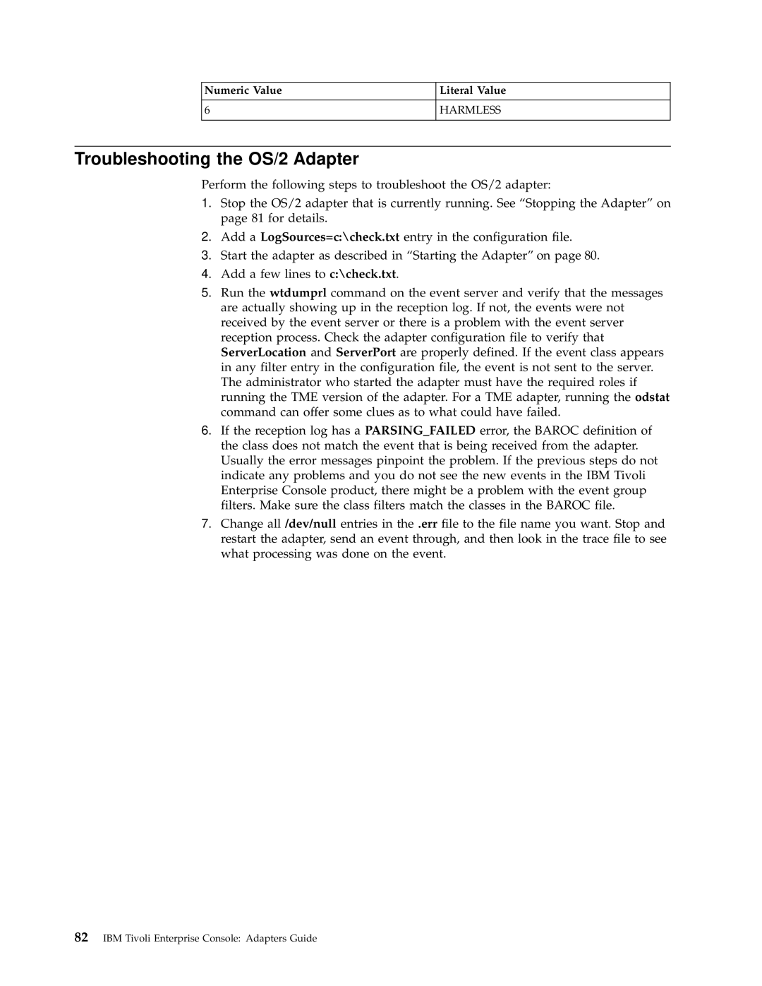 IBM Enterprise Console manual Troubleshooting the OS/2 Adapter 