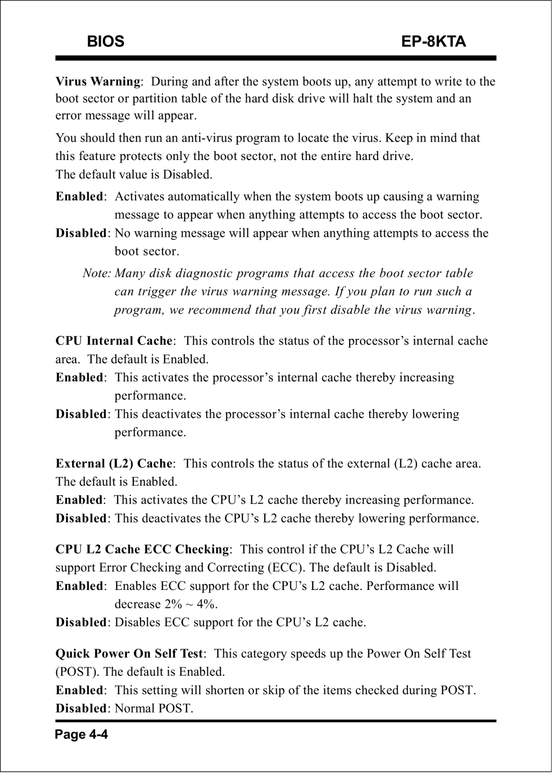 IBM specifications Bios EP-8KTA 