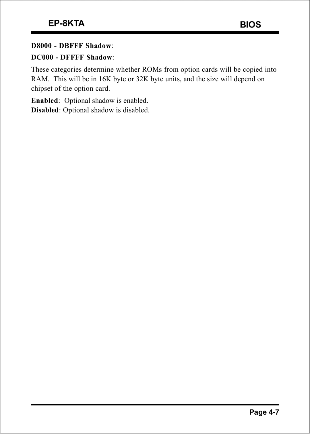 IBM specifications EP-8KTA Bios 