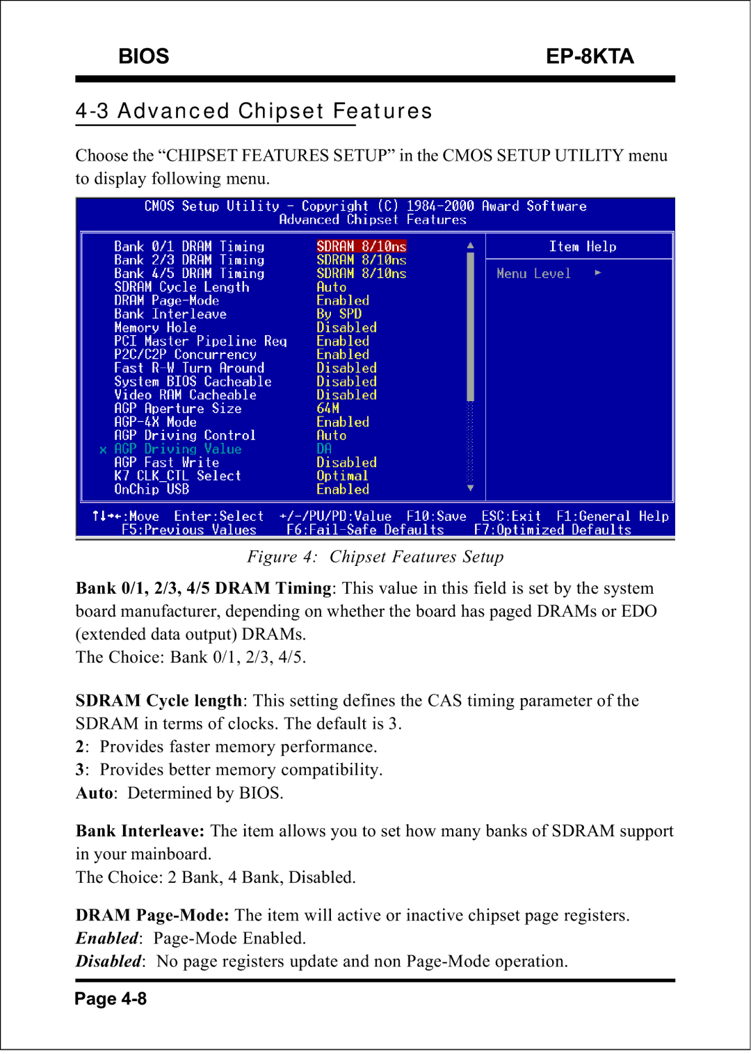 IBM EP-8KTA specifications Advanced Chipset Features 