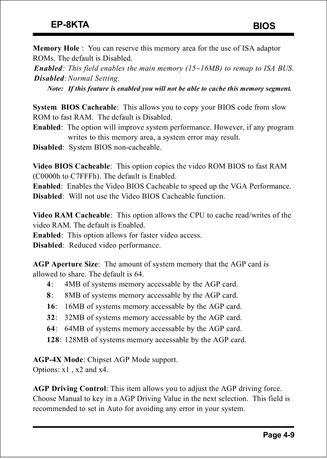 IBM specifications EP-8KTA Bios 