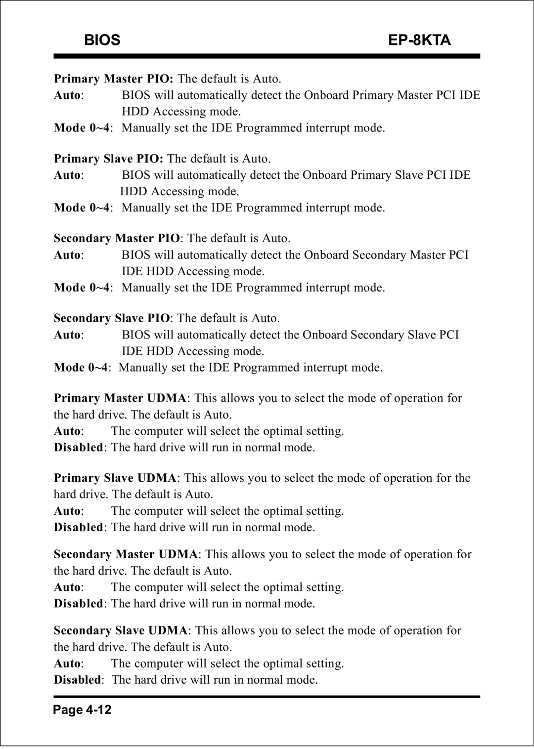 IBM specifications Bios EP-8KTA 