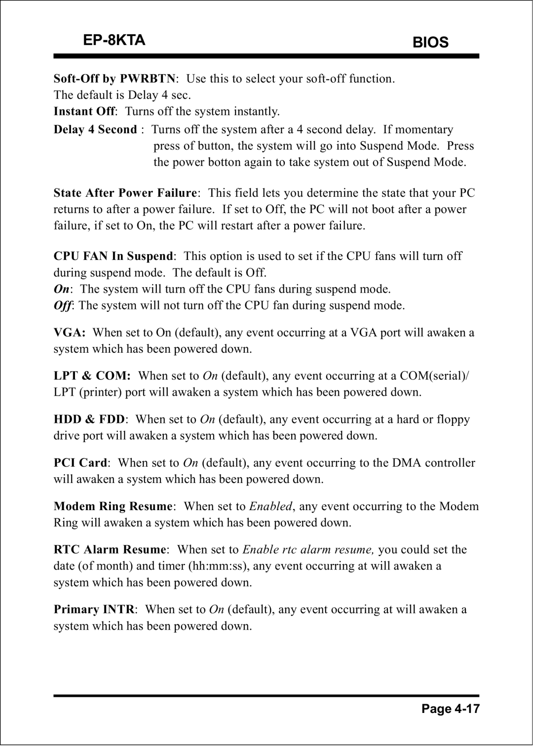 IBM specifications EP-8KTA Bios 