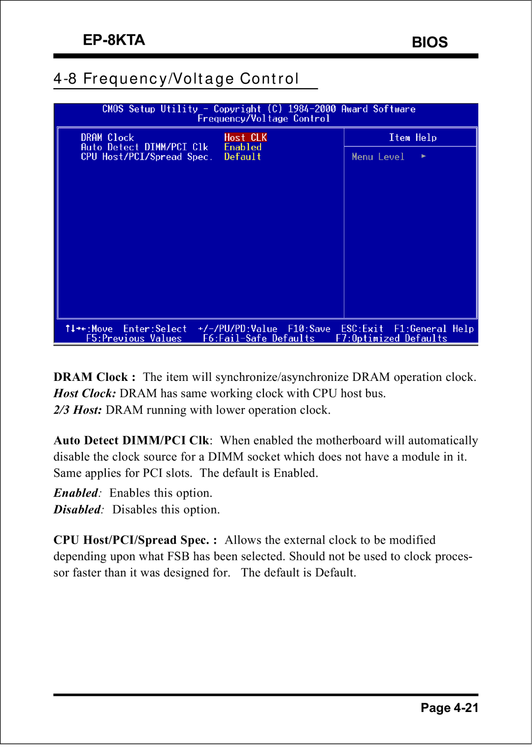 IBM EP-8KTA specifications Frequency/Voltage Control 