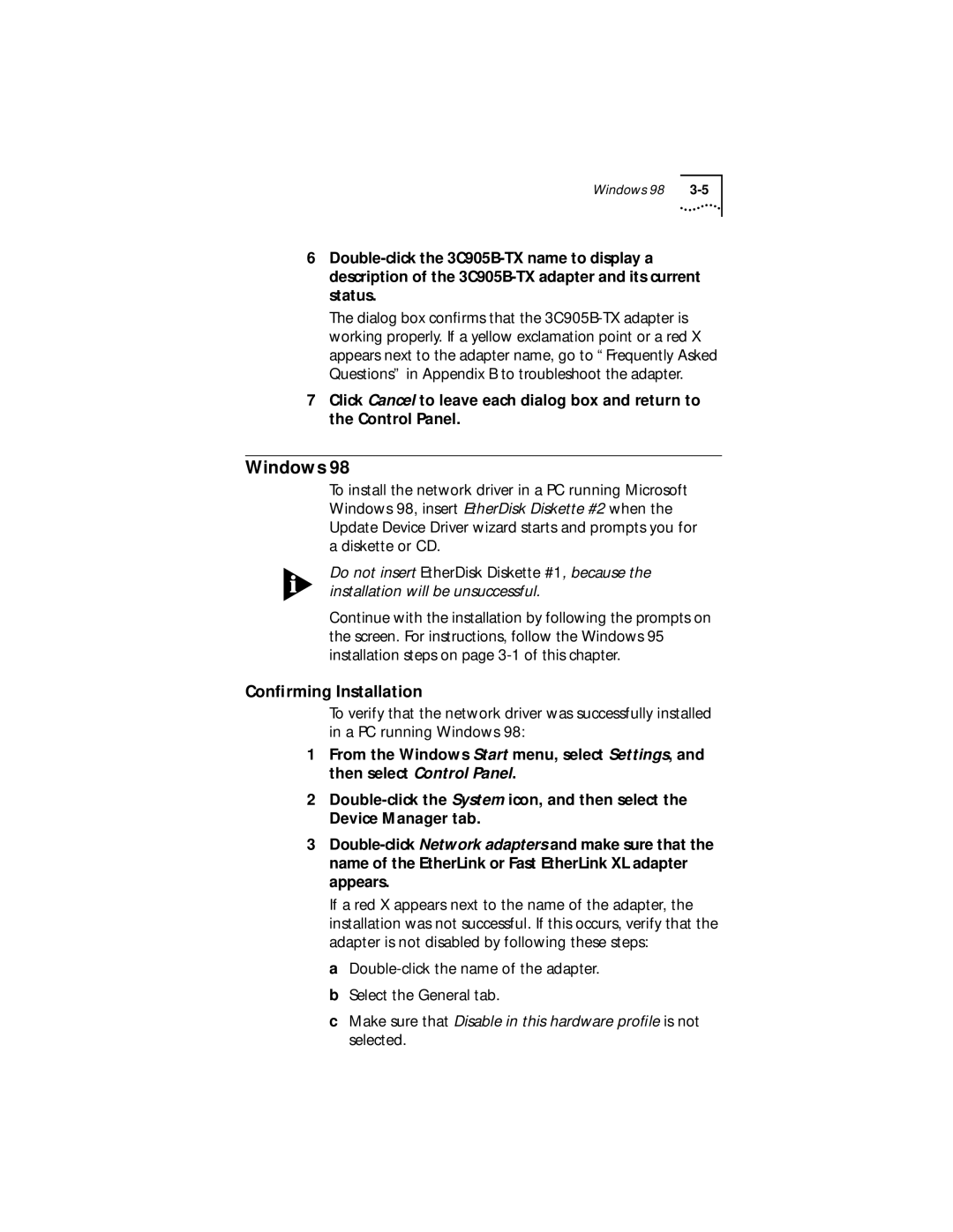 IBM EtherLink XL manual Windows 