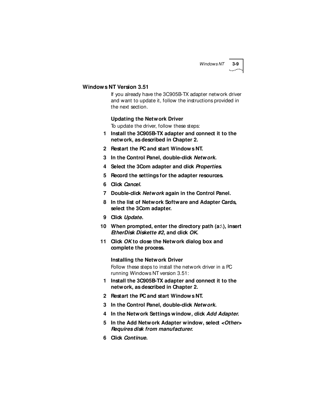 IBM EtherLink XL manual Click Cancel, Click Continue 