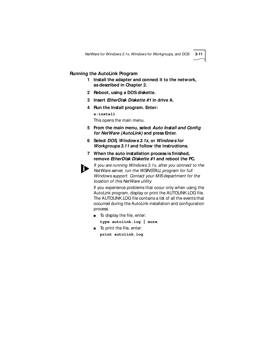 IBM EtherLink XL manual Running the AutoLink Program, Insert EtherDisk Diskette #1 in drive a 