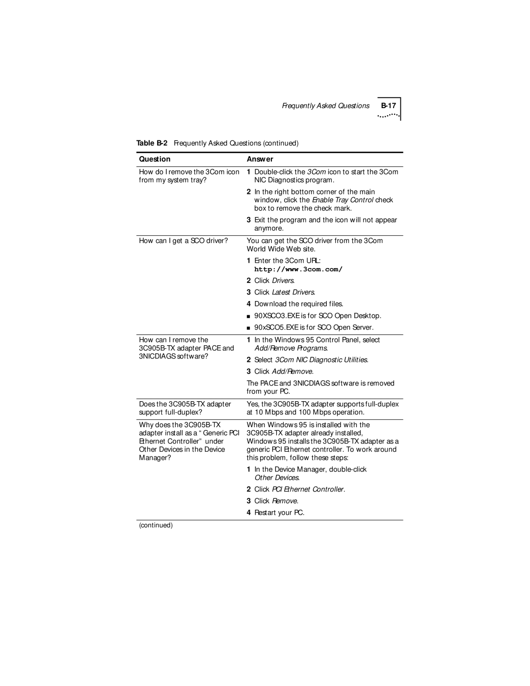 IBM EtherLink XL manual Question Answer 