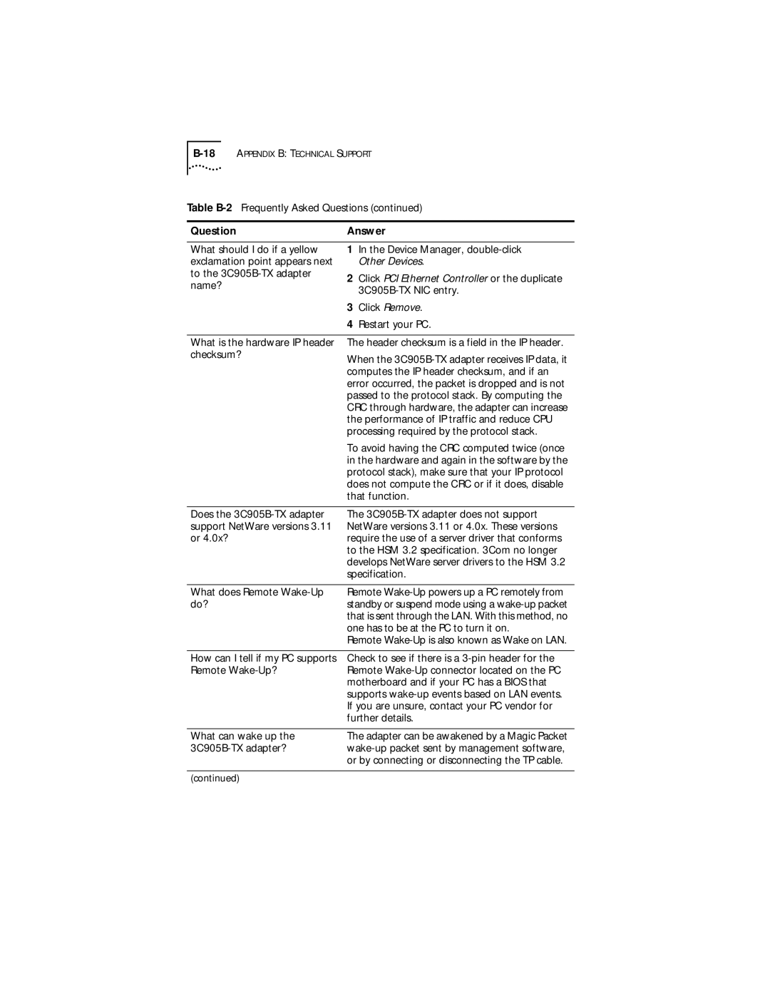 IBM EtherLink XL manual Answer 