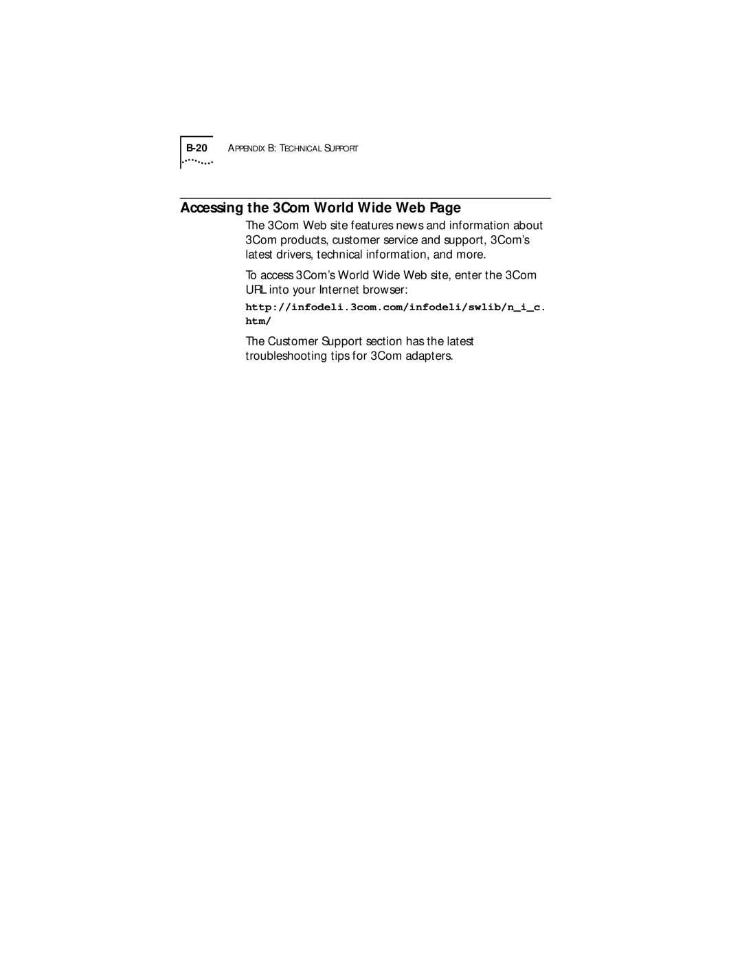 IBM EtherLink XL manual Accessing the 3Com World Wide Web 