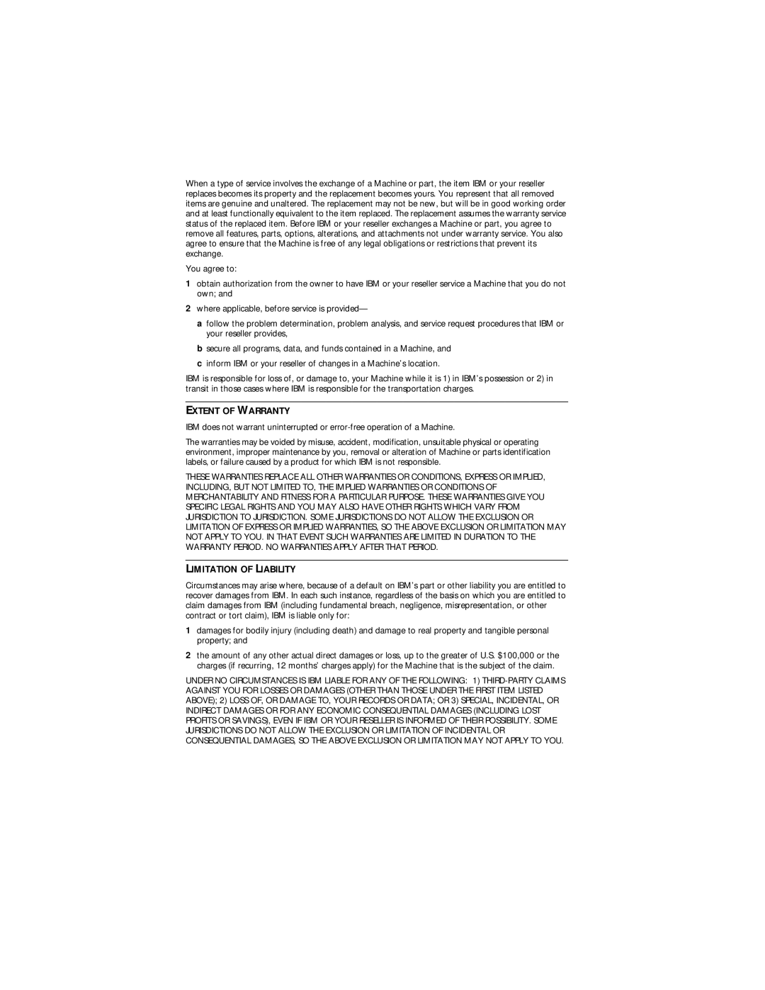 IBM EtherLink XL manual Extent of Warranty 