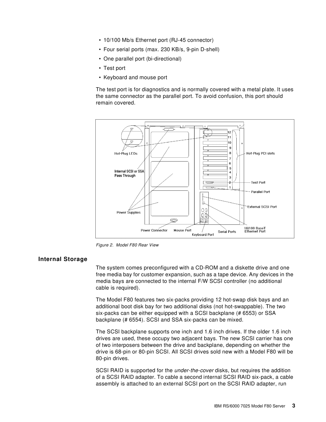 IBM manual Internal Storage, Model F80 Rear View 