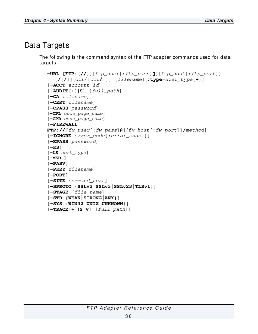 IBM FTP Adapter manual Data Targets 