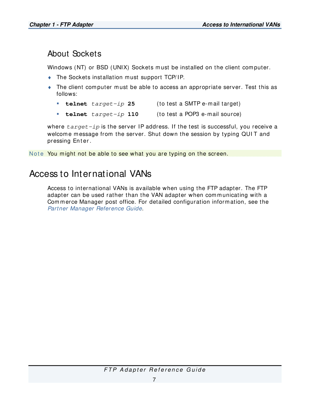 IBM FTP Adapter manual Access to International VANs, About Sockets 