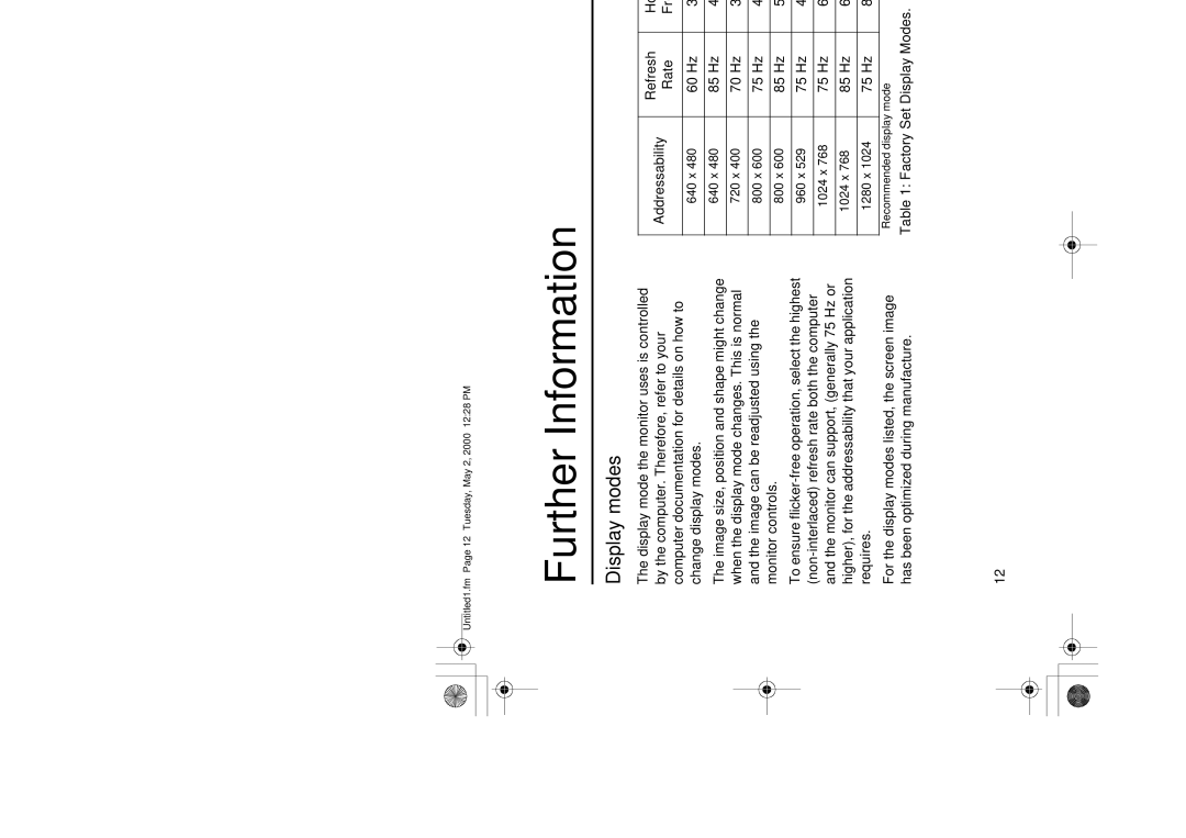 IBM G 78 appendix Further Information, Display modes 