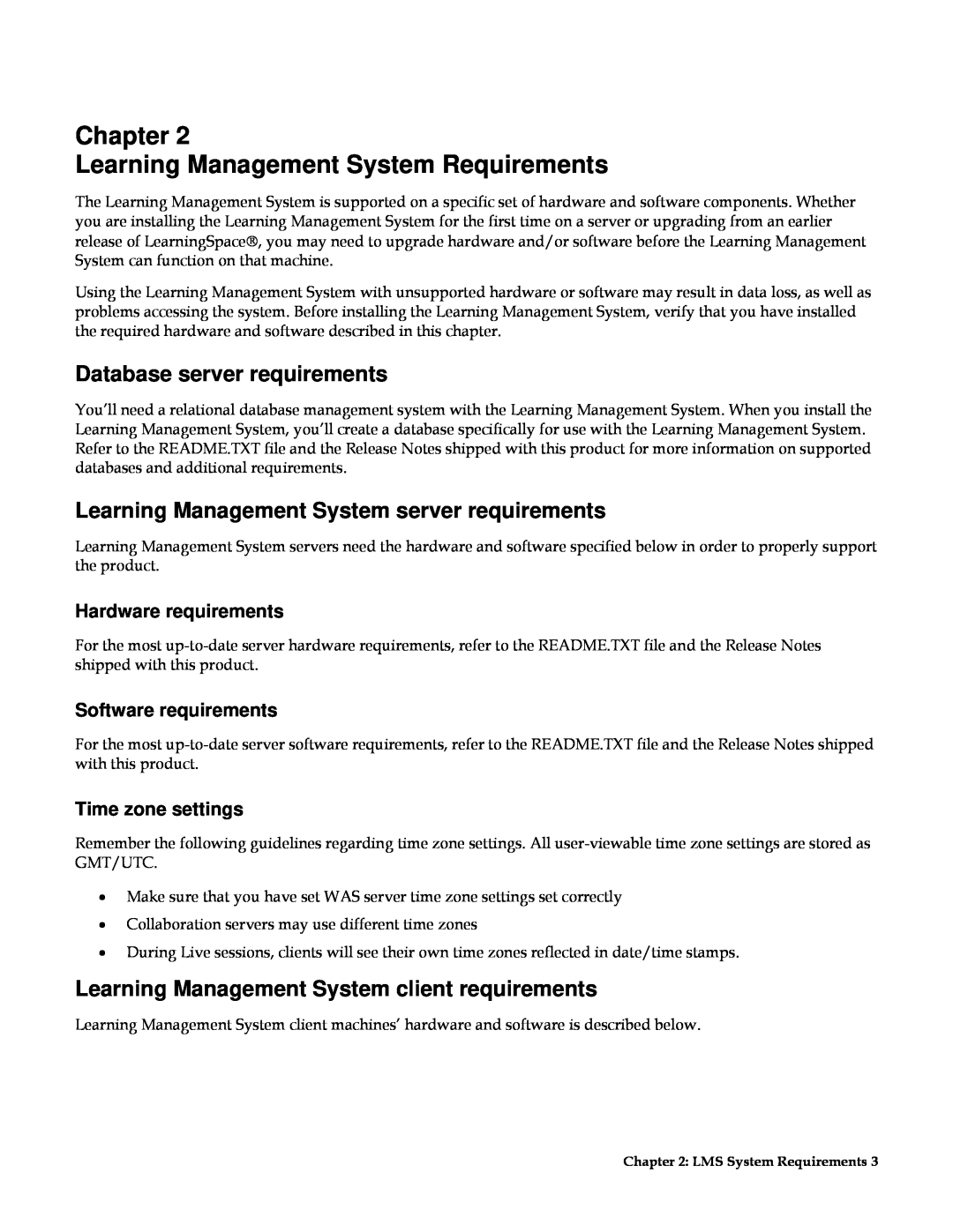IBM G210-1784-00 Chapter Learning Management System Requirements, Database server requirements, Hardware requirements 
