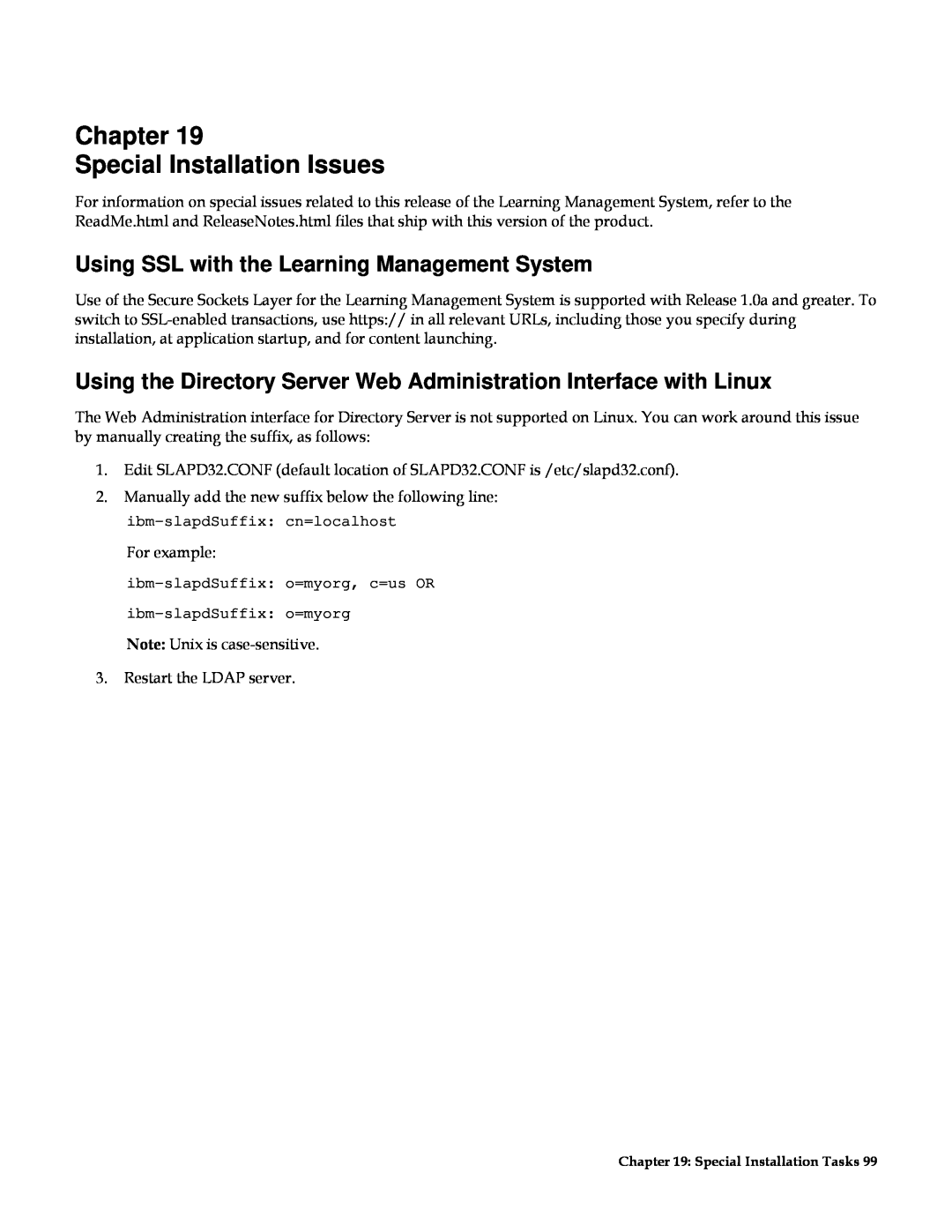IBM G210-1784-00 manual Chapter Special Installation Issues, Using SSL with the Learning Management System 