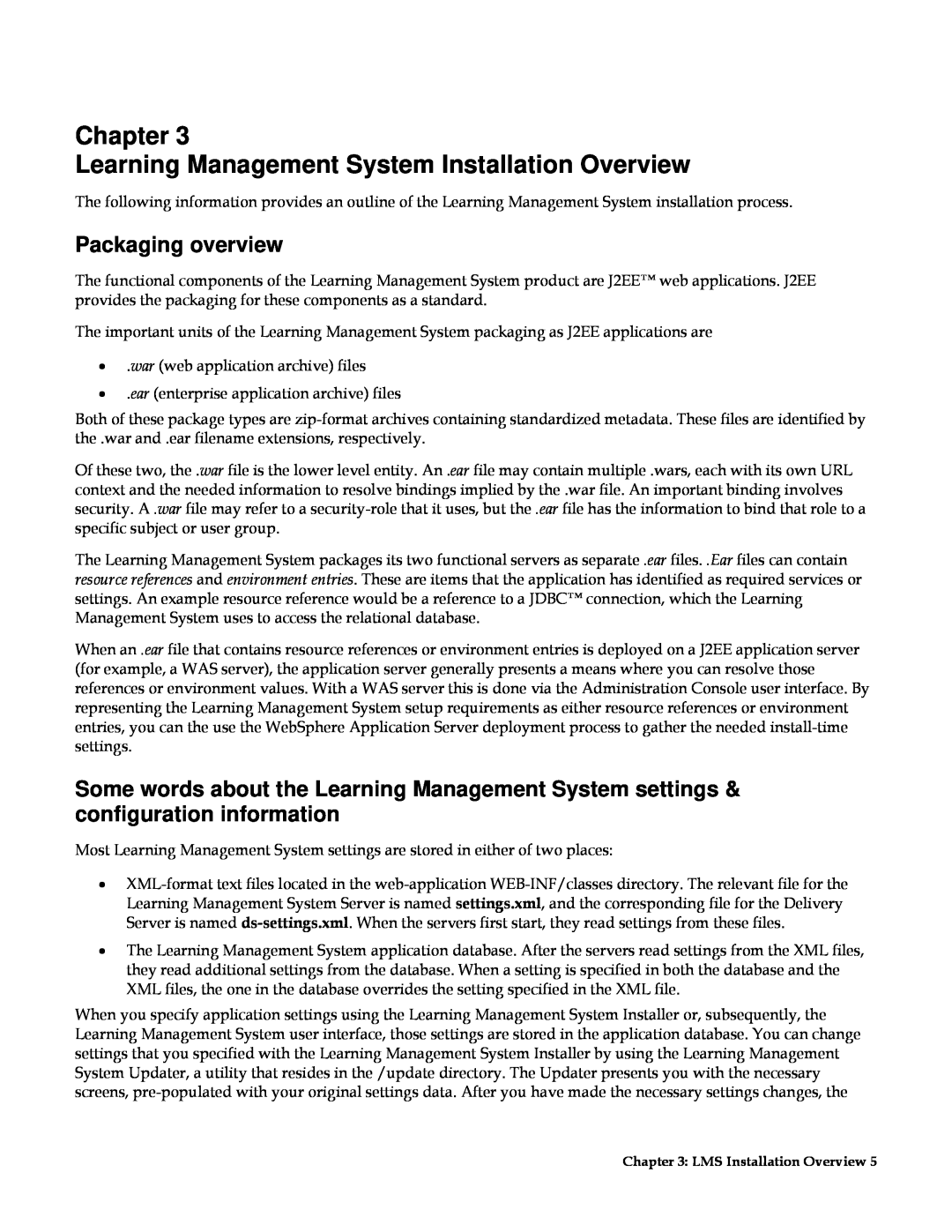 IBM G210-1784-00 manual Chapter Learning Management System Installation Overview, Packaging overview 