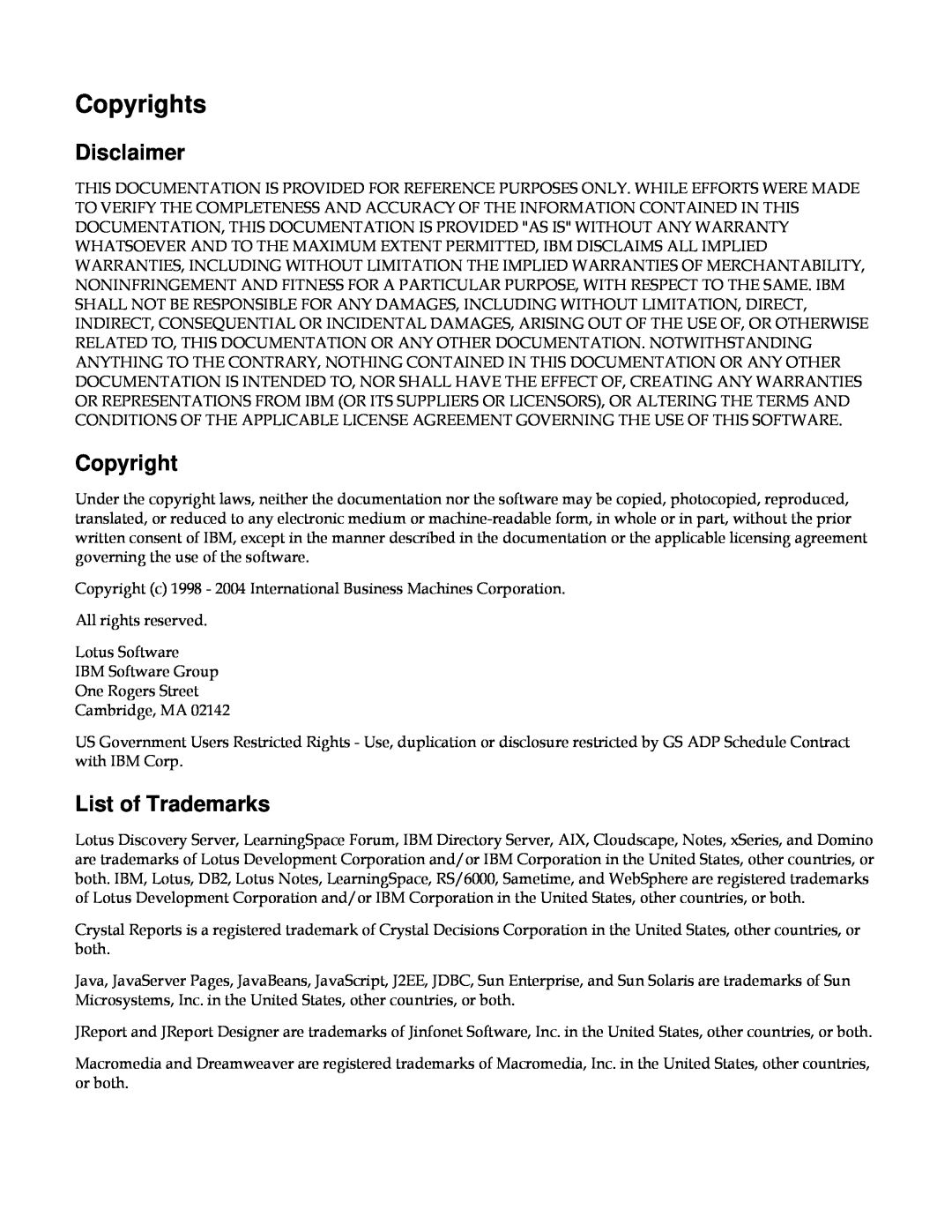 IBM G210-1784-00 manual Copyrights, Disclaimer, List of Trademarks 