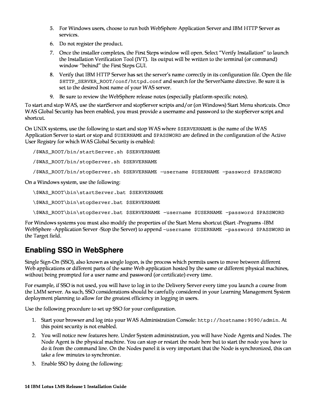 IBM G210-1784-00 manual Enabling SSO in WebSphere 