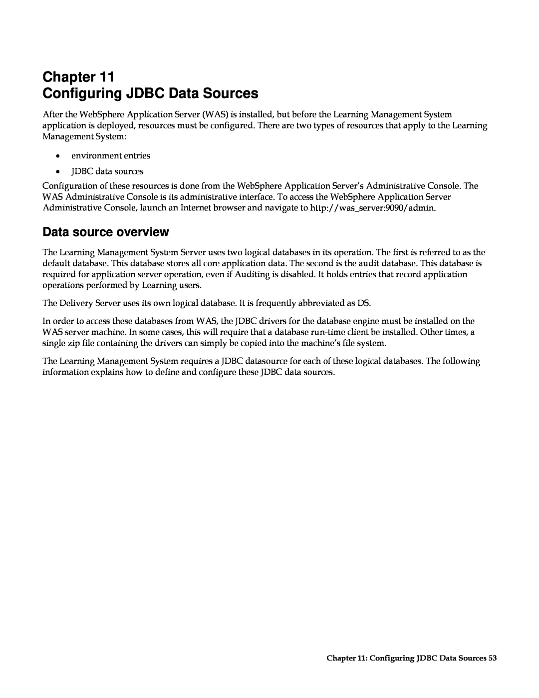 IBM G210-1784-00 manual Chapter Configuring JDBC Data Sources, Data source overview 