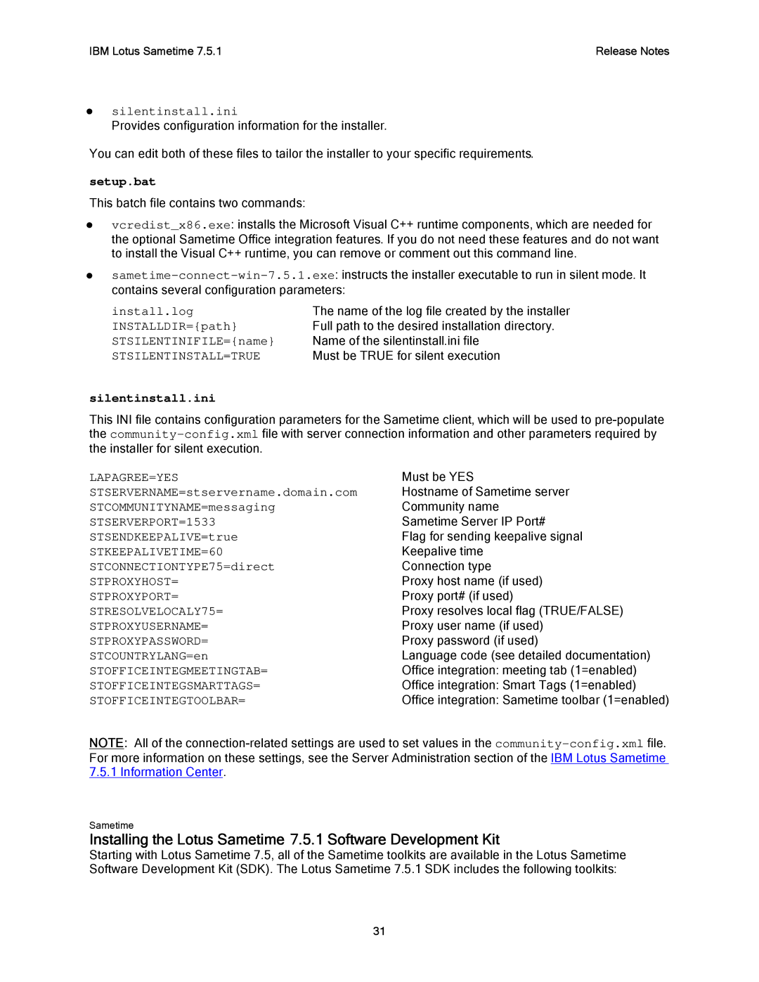 IBM G325-2585-02 manual Installing the Lotus Sametime 7.5.1 Software Development Kit 