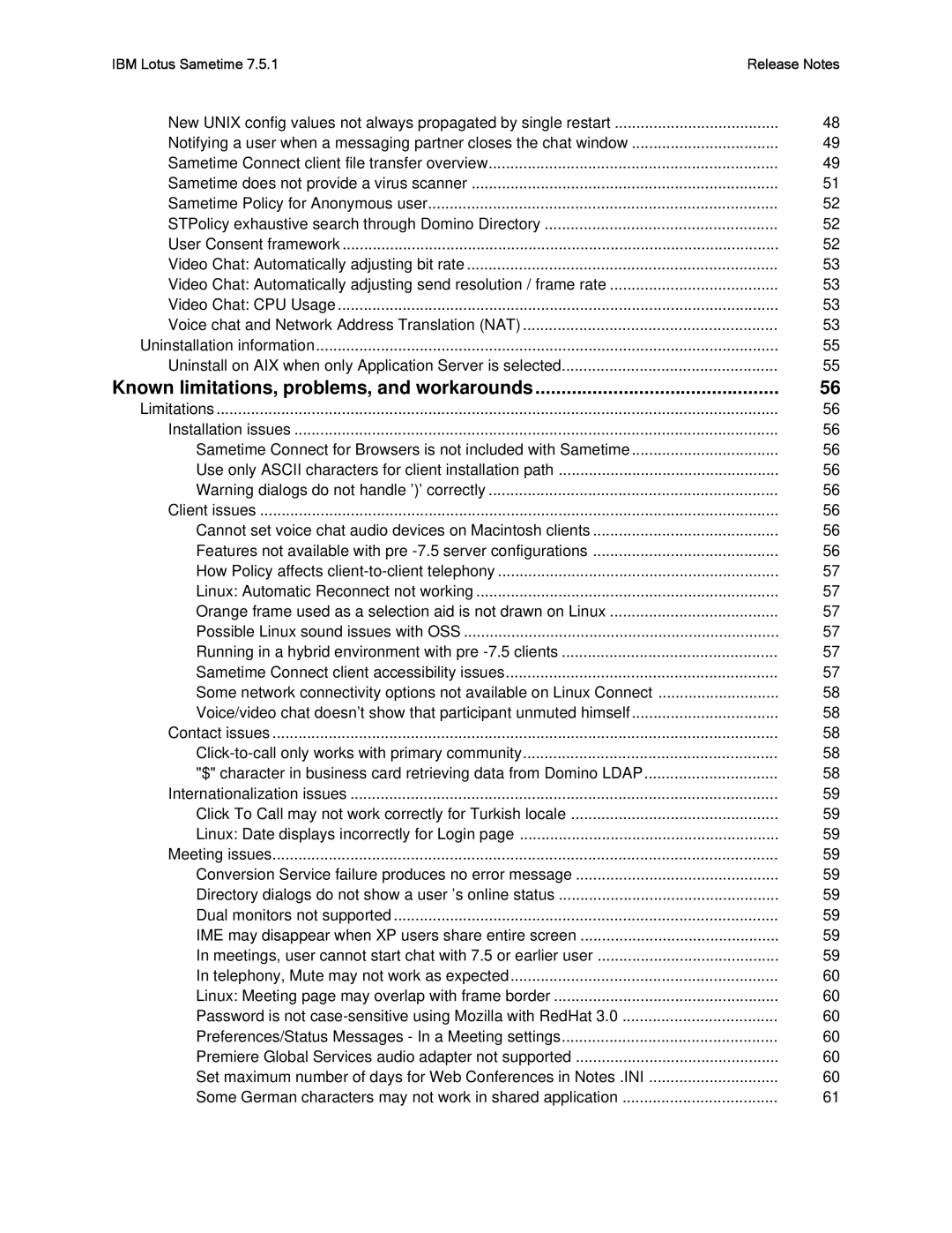 IBM G325-2585-02 manual Known limitations, problems, and workarounds 