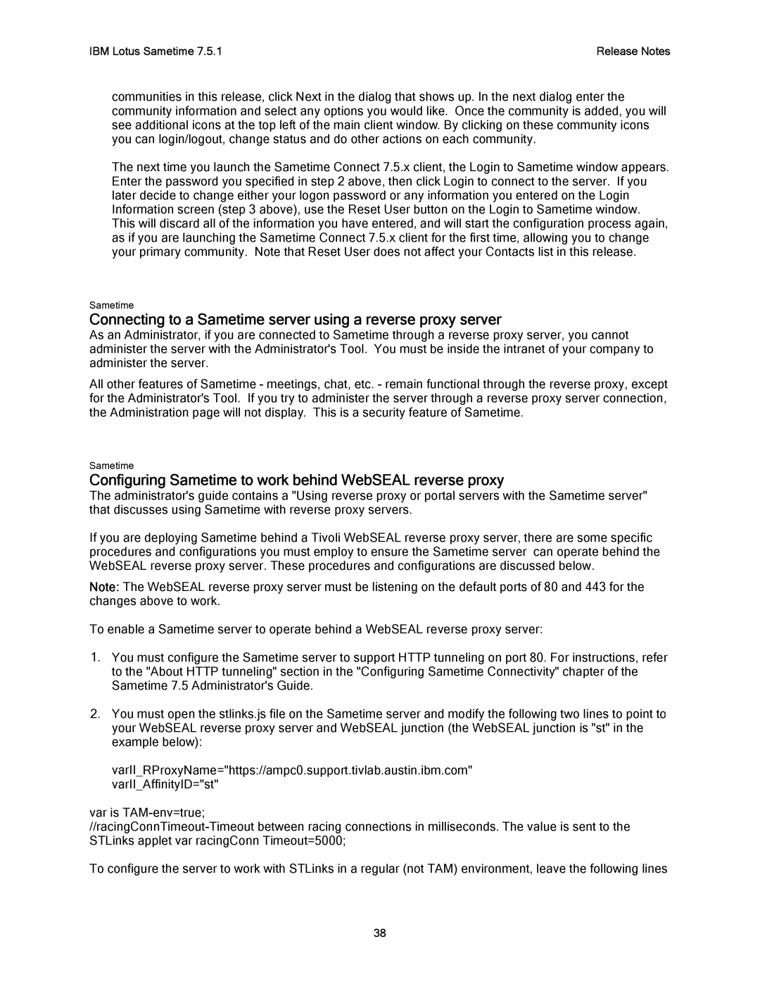 IBM G325-2585-02 manual Connecting to a Sametime server using a reverse proxy server 