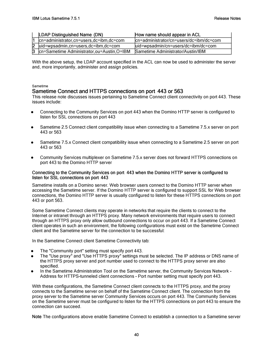 IBM G325-2585-02 manual Sametime Connect and Https connections on port 443 or 