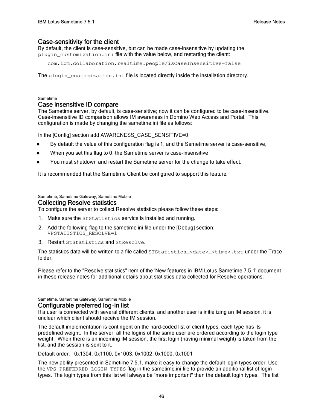 IBM G325-2585-02 manual Case-sensitivity for the client, Case insensitive ID compare, Collecting Resolve statistics 