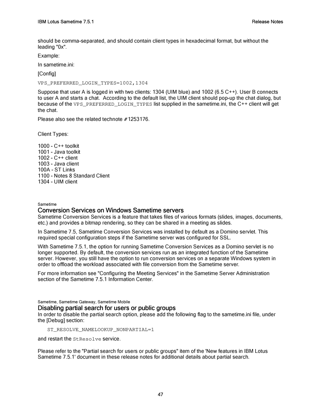 IBM G325-2585-02 Conversion Services on Windows Sametime servers, Disabling partial search for users or public groups 