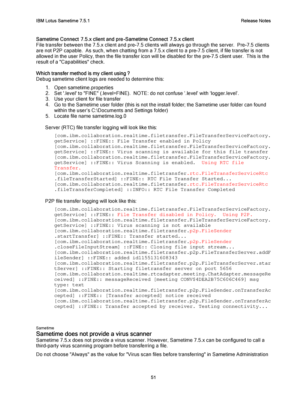 IBM G325-2585-02 manual Sametime does not provide a virus scanner, Which transfer method is my client using ? 