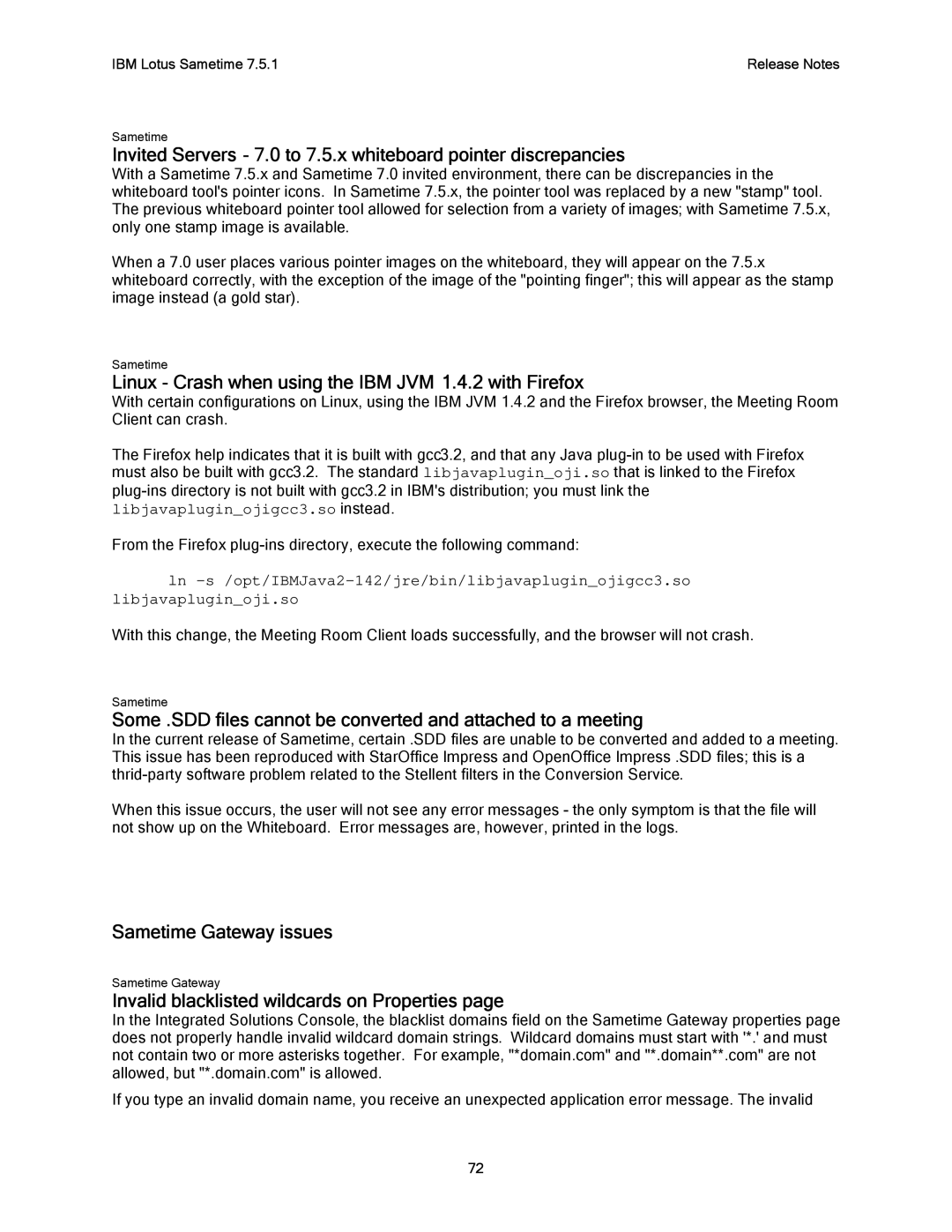 IBM G325-2585-02 manual Linux Crash when using the IBM JVM 1.4.2 with Firefox, Invalid blacklisted wildcards on Properties 