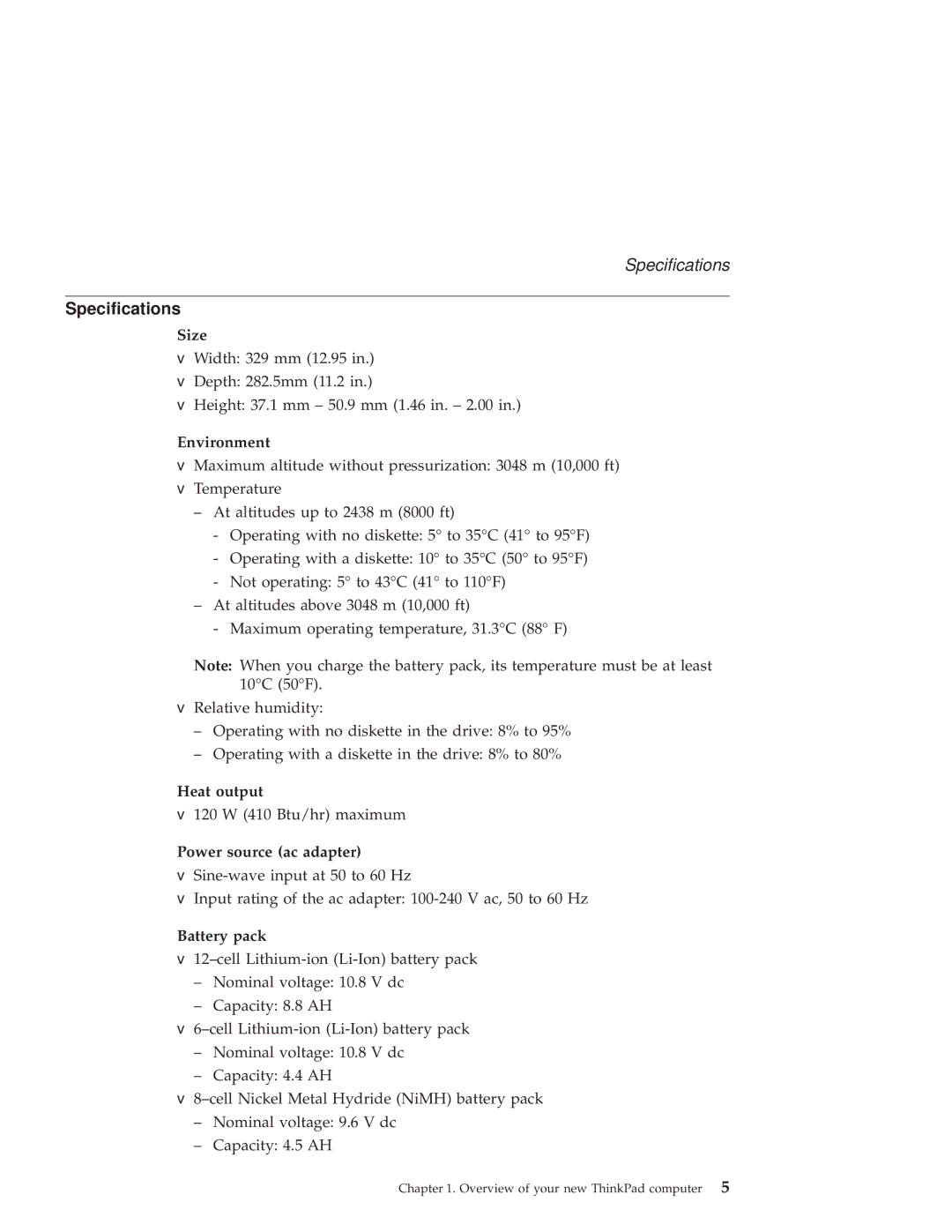 IBM G40 Series manual Specifications 