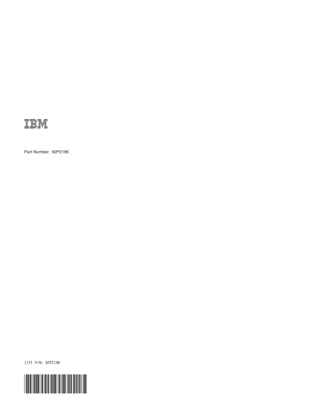 IBM G40 manual Part Number 92P2196 