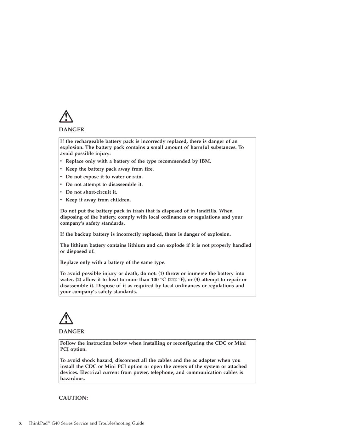 IBM manual ThinkPad G40 Series Service and Troubleshooting Guide 