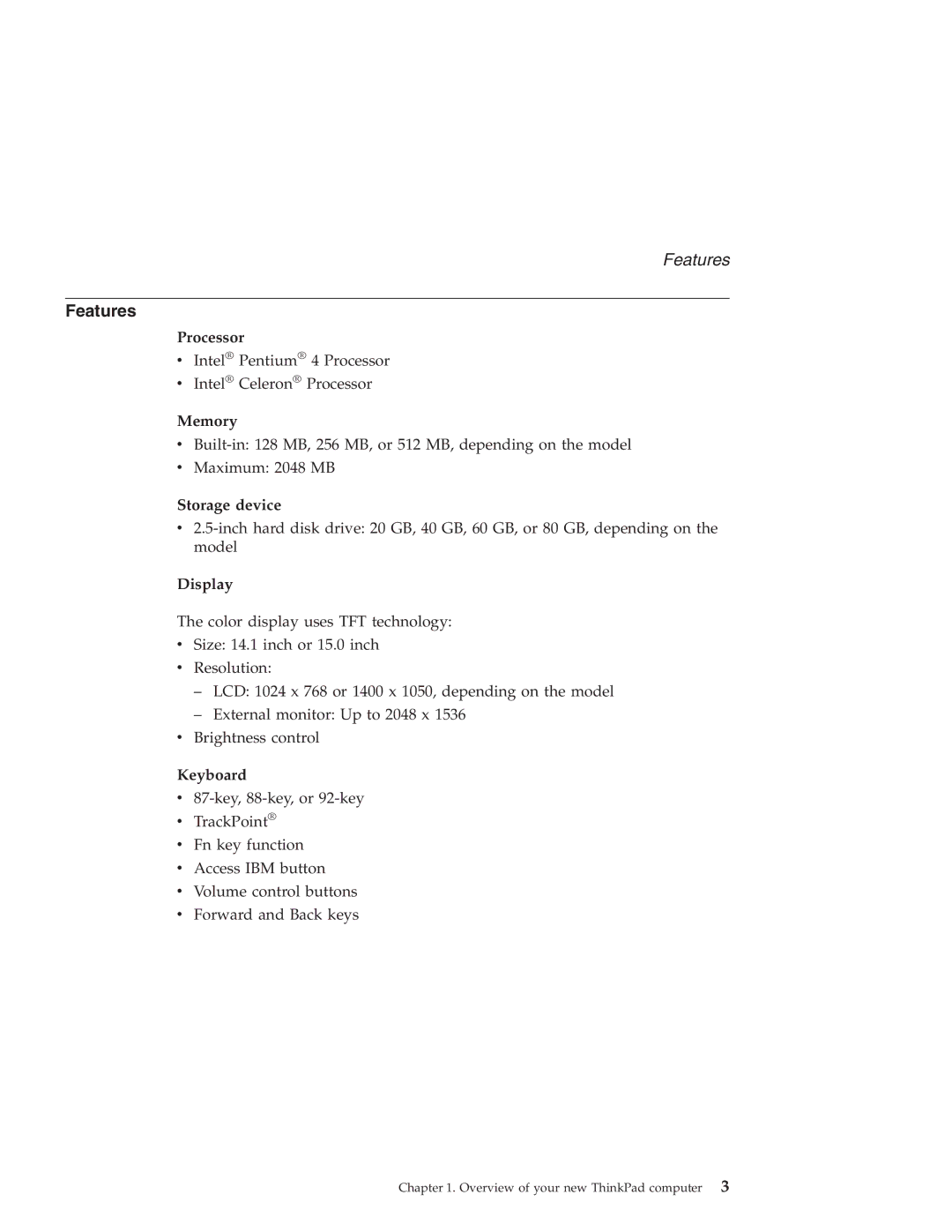 IBM G40 manual Features 