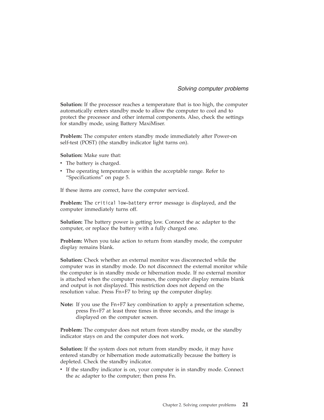 IBM G40 manual Solving computer problems 