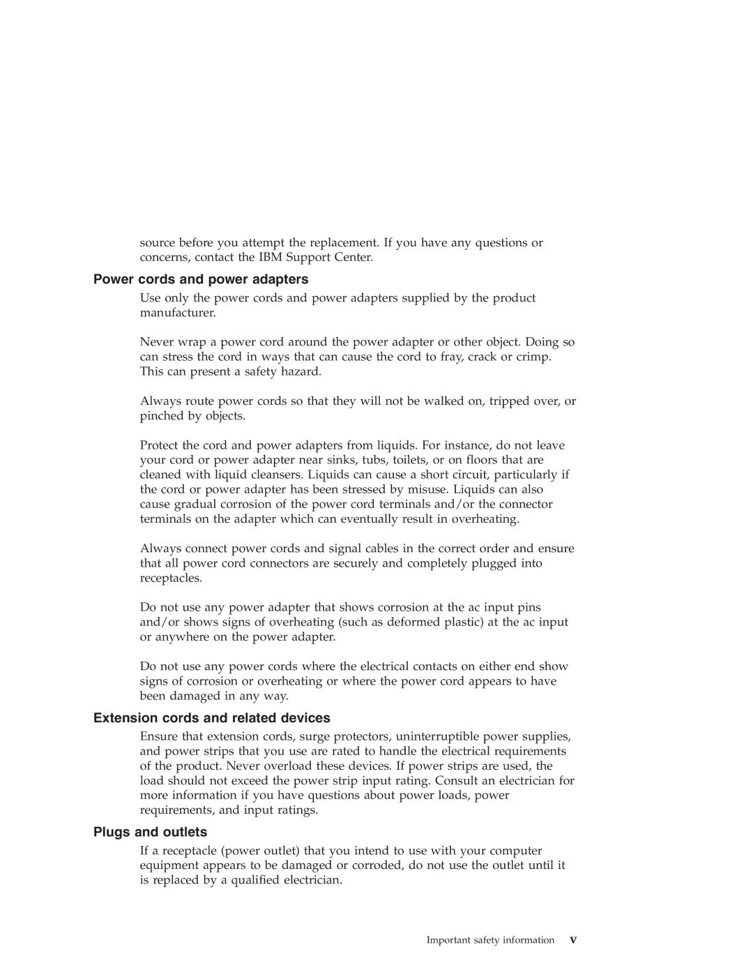 IBM G40 manual Power cords and power adapters, Extension cords and related devices, Plugs and outlets 