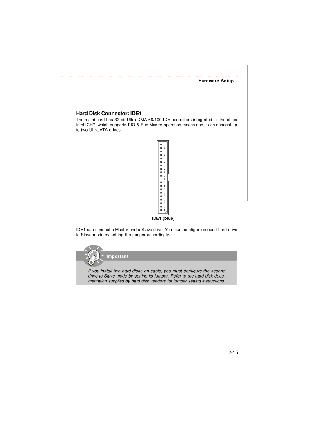 IBM G52-72361X2 manual Hard Disk Connector IDE1, IDE1 blue 