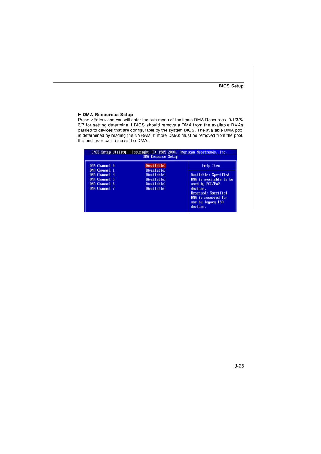 IBM G52-72361X2 manual Bios Setup DMA Resources Setup 