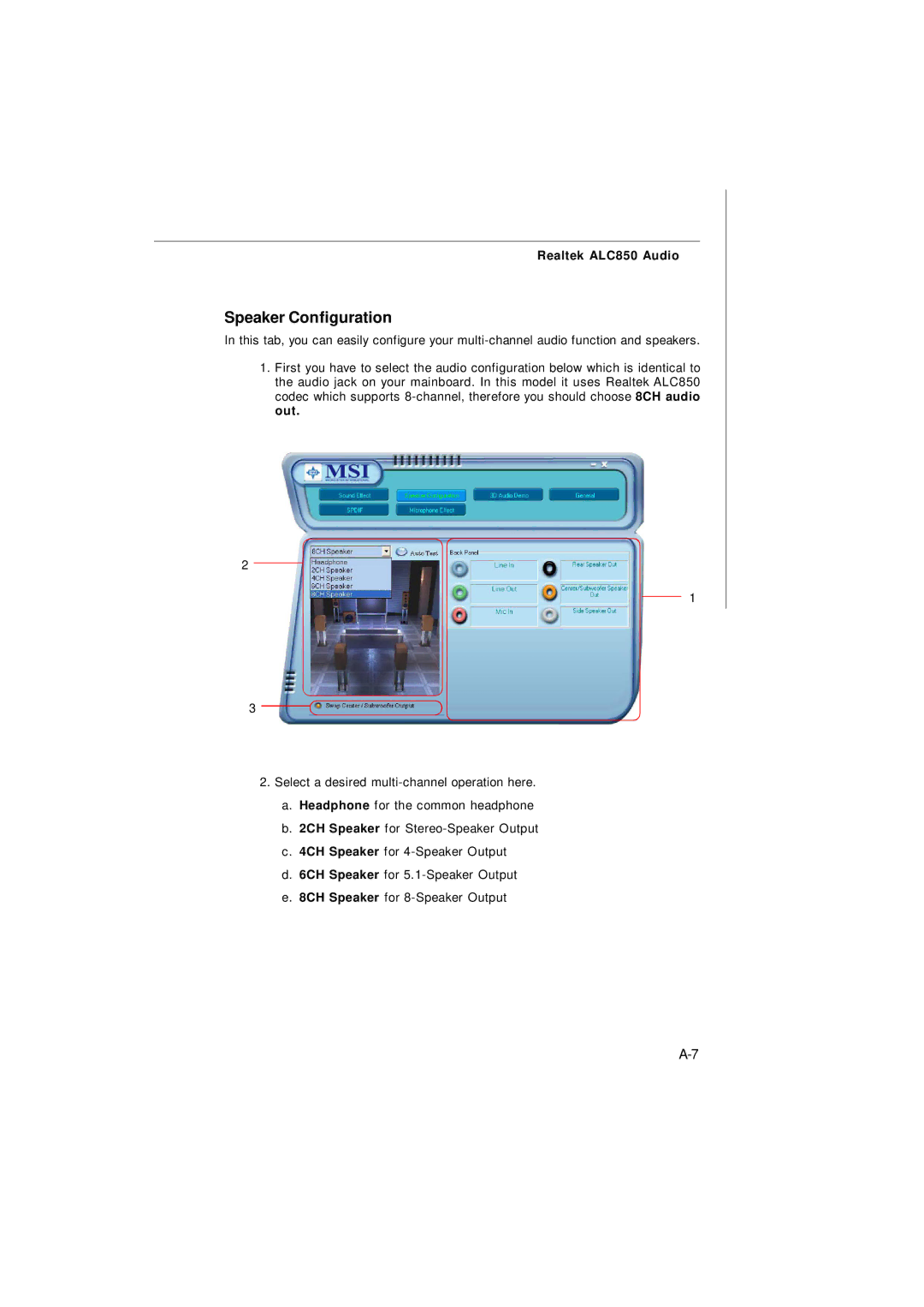 IBM G52-72361X2 manual Speaker Configuration 