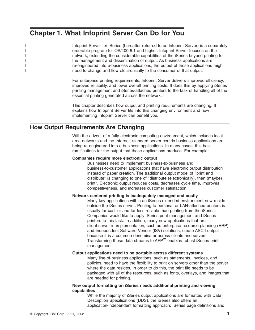 IBM G544-5774-01 manual What Infoprint Server Can Do for You, How Output Requirements Are Changing 