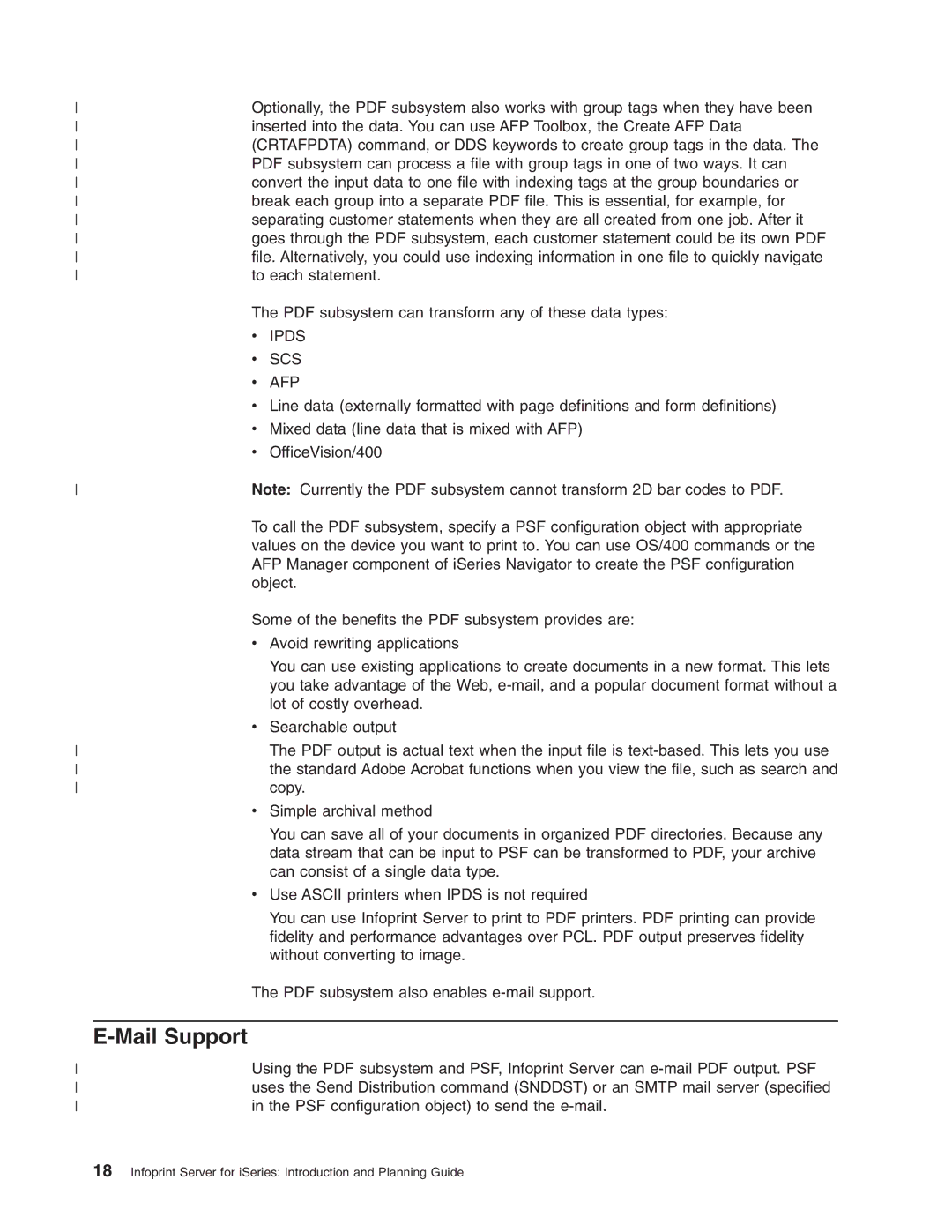 IBM G544-5774-01 manual Mail Support, Afp 