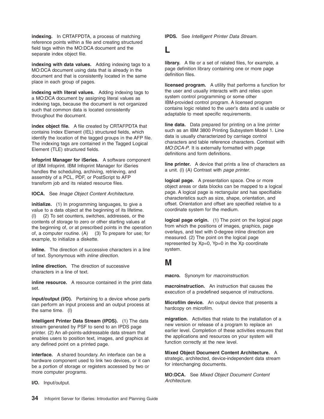 IBM G544-5774-01 manual IOCA. See Image Object Content Architecture 