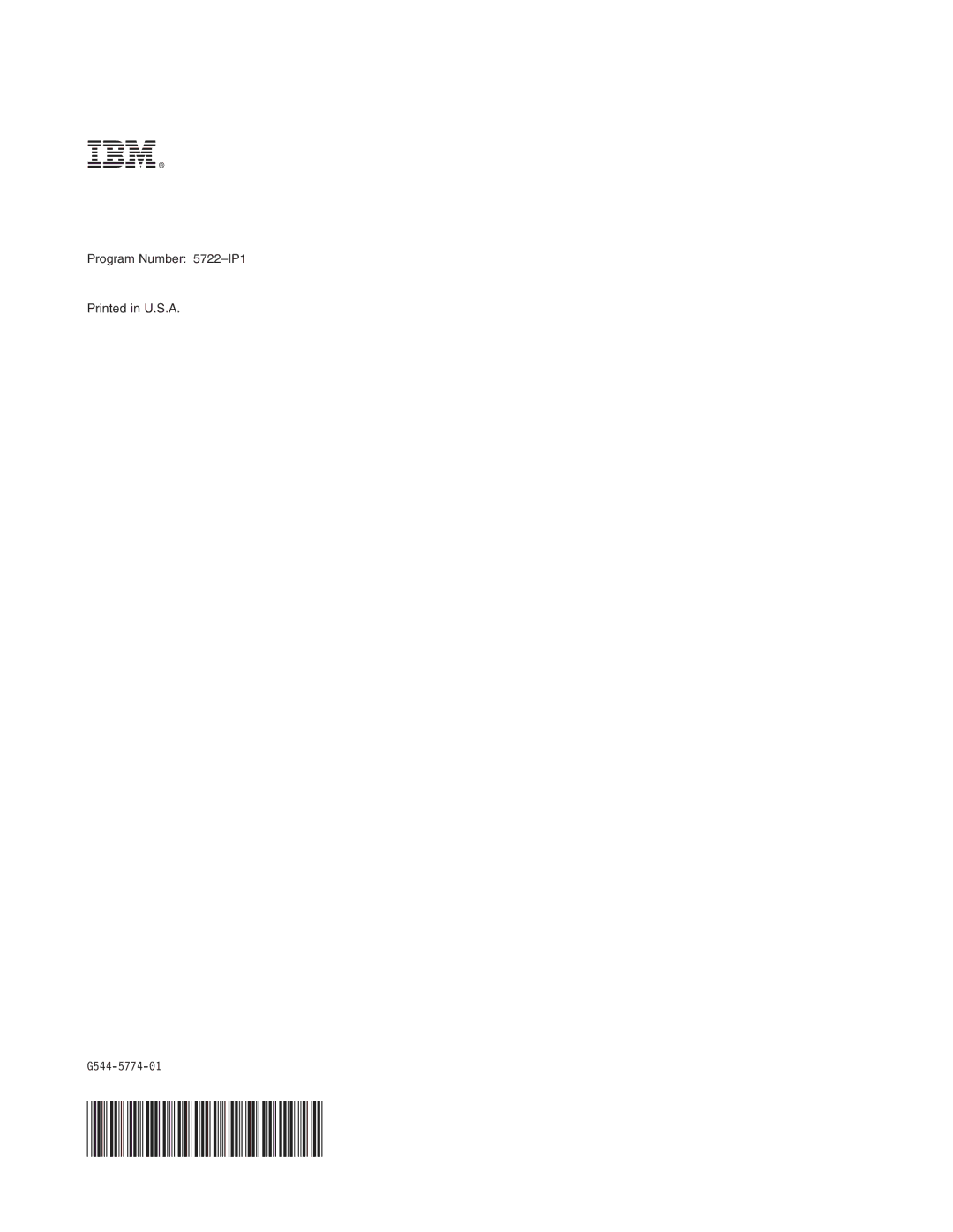 IBM manual Program Number 5722-IP1 G544-5774-01 