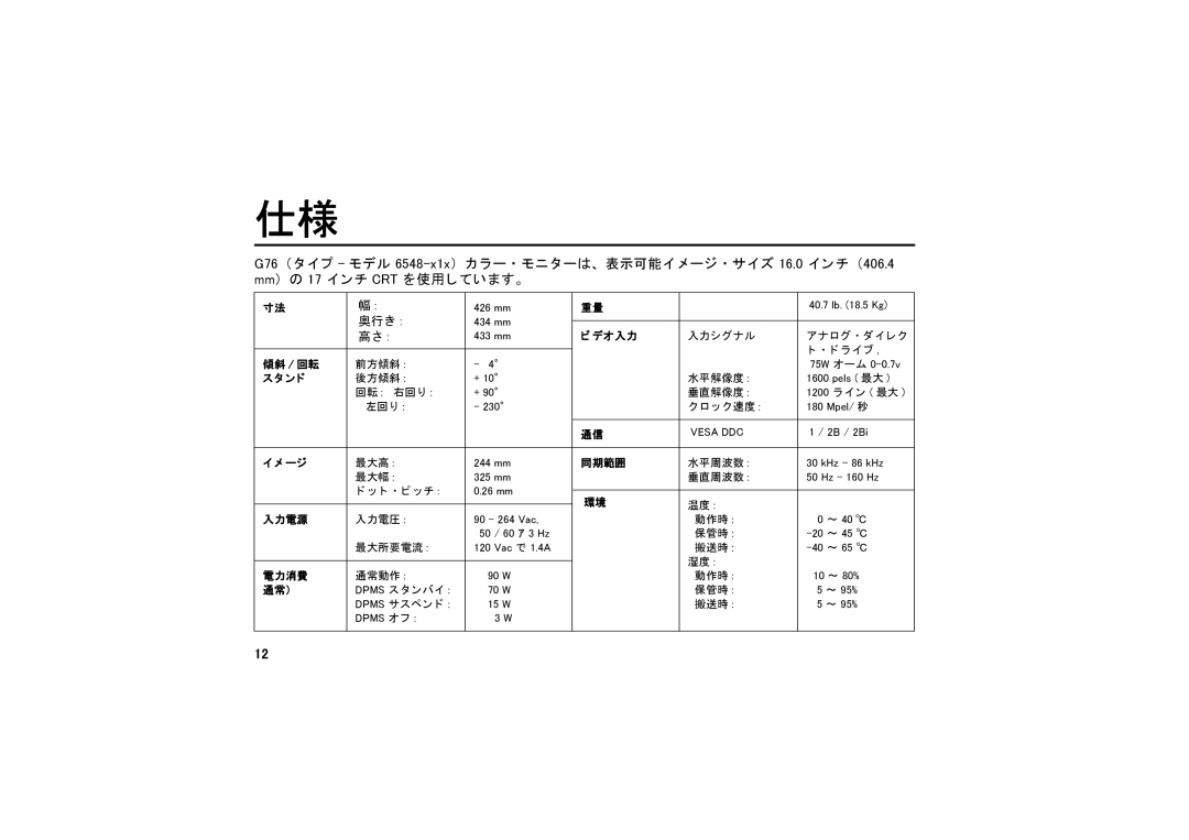 IBM G7617 manual 奥行き 