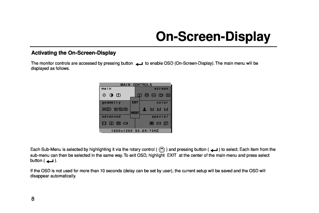 IBM G94 manual Activating the On-Screen-Display 