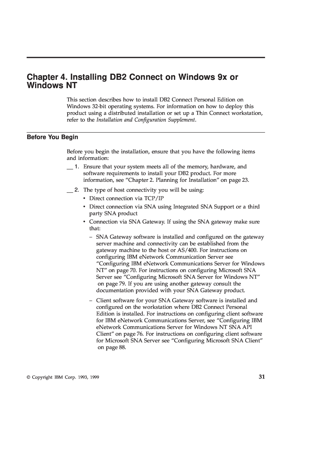 IBM GC09-2830-00 manual Installing DB2 Connect on Windows 9x or Windows NT, Before You Begin 